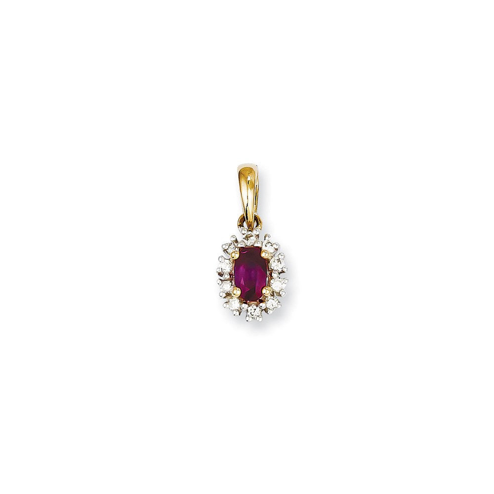 14k yellow gold rhodium real diamond ruby pendant xp4023r aa