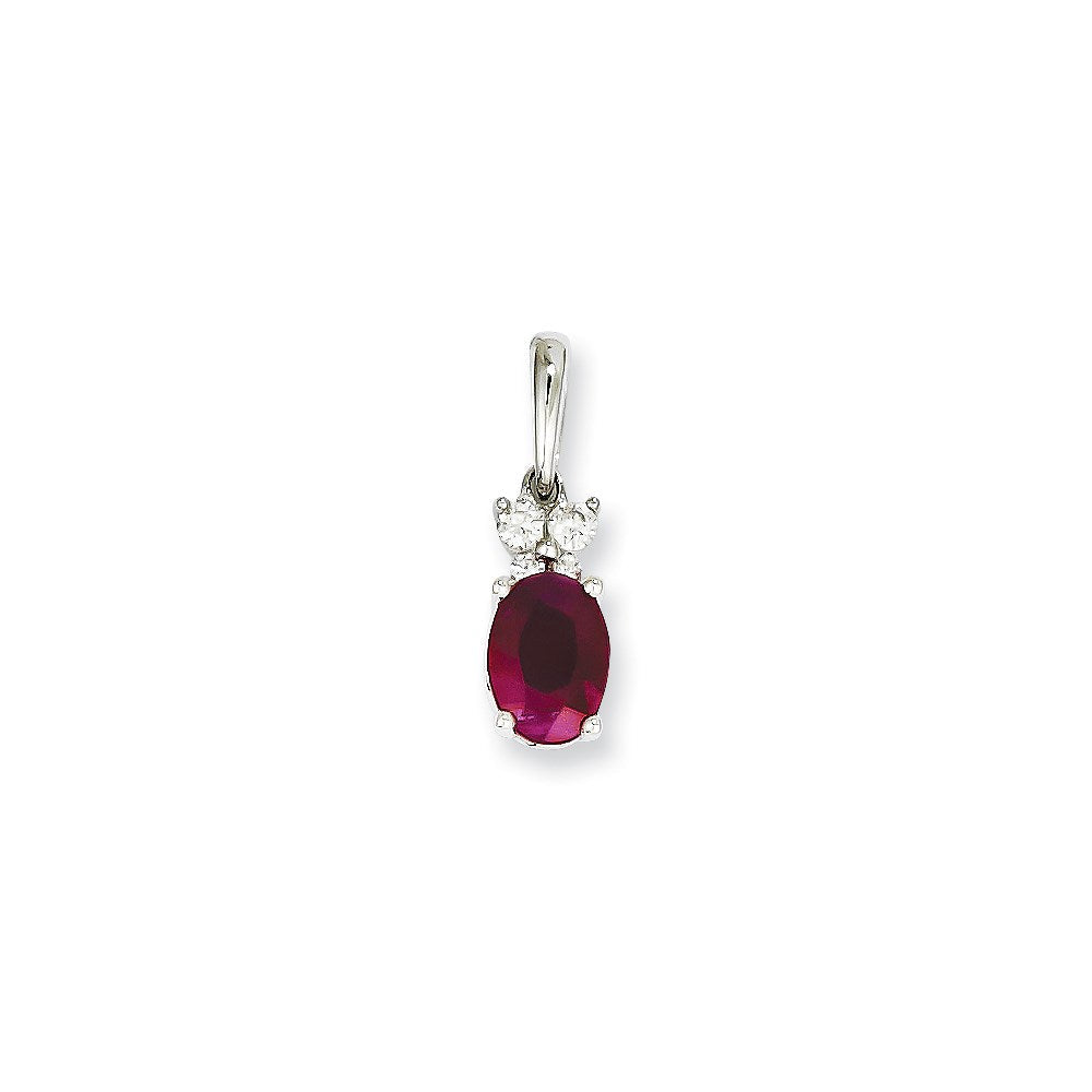 14k white gold real diamond ruby pendant xp4029r aa