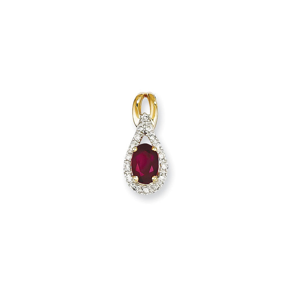 14k yellow gold real diamond ruby pendant xp4030r aa