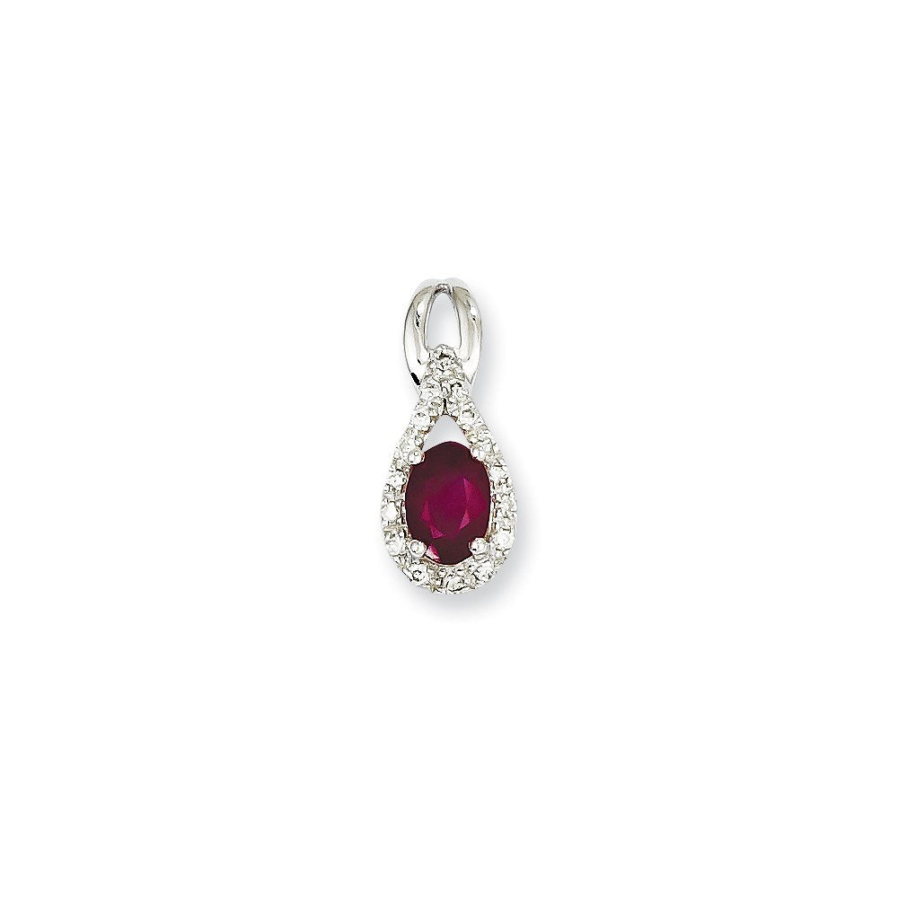 14k white gold real diamond ruby pendant xp4031r aa