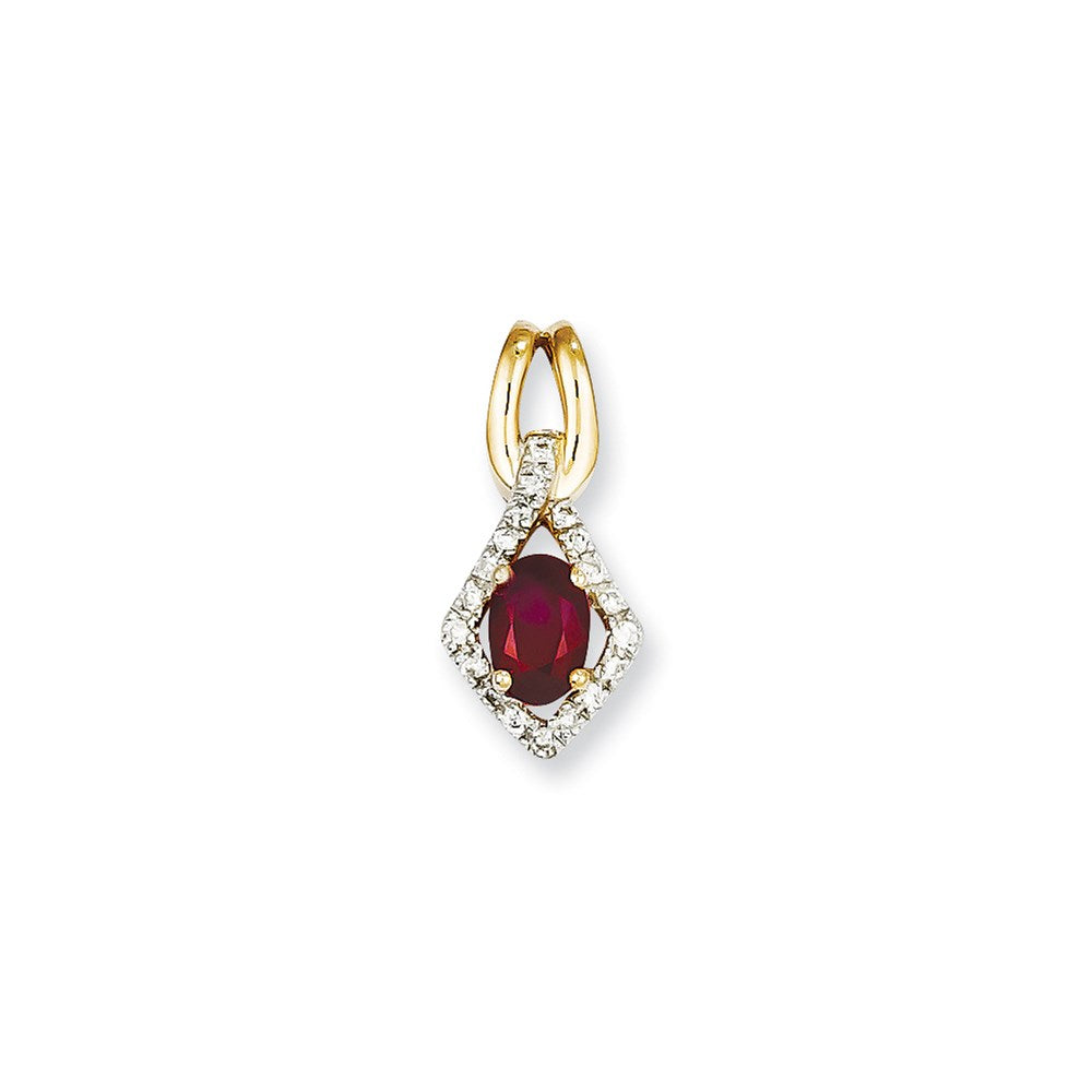 14k yellow gold real diamond ruby pendant xp4032r aa