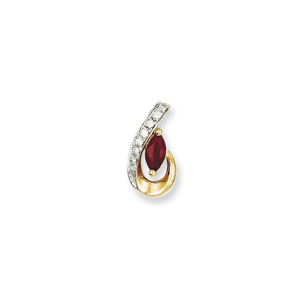 14k yellow gold real diamond ruby pendant xp4037r aa