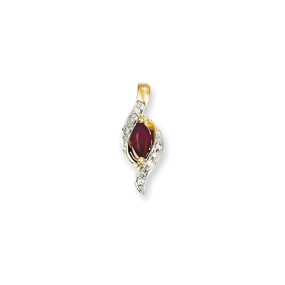 14k yellow gold real diamond ruby pendant xp4039r aa