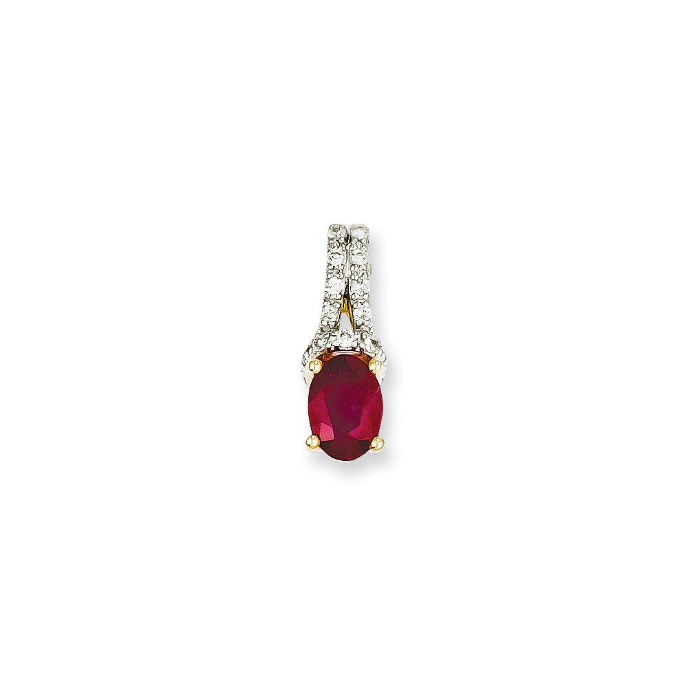 14k yellow gold real diamond ruby pendant xp4041r aa