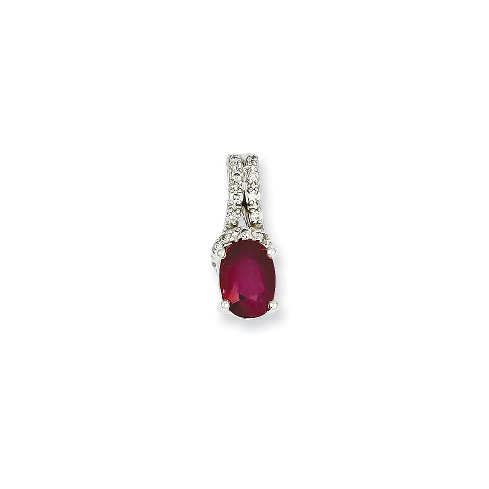 14k white gold real diamond ruby pendant xp4042r aa