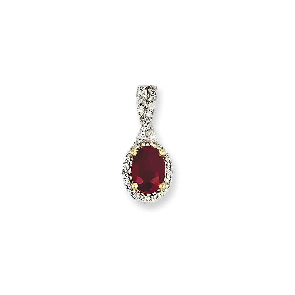 14k yellow gold real diamond ruby pendant xp4043r aa