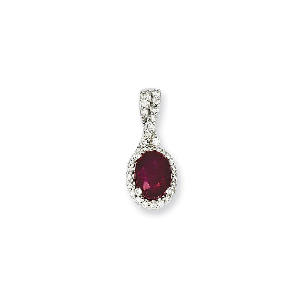 14k white gold real diamond ruby pendant xp4044r aa