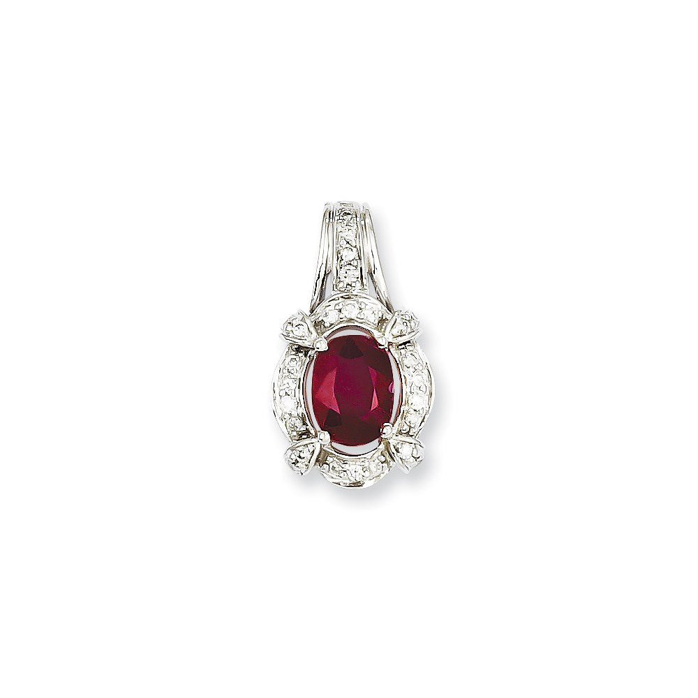 14k white gold real diamond ruby pendant xp4046r aa