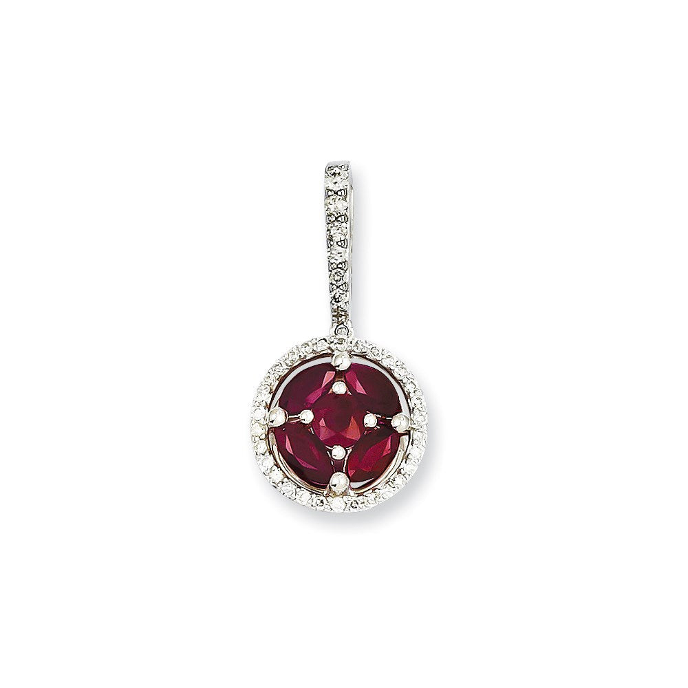 14k white gold real diamond ruby pendant xp4048r aa