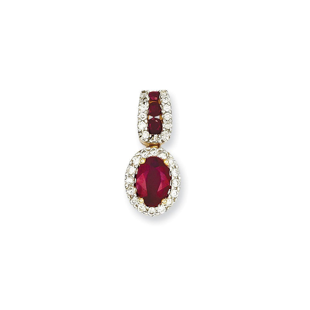 14k yellow gold real diamond ruby pendant xp4049r aa