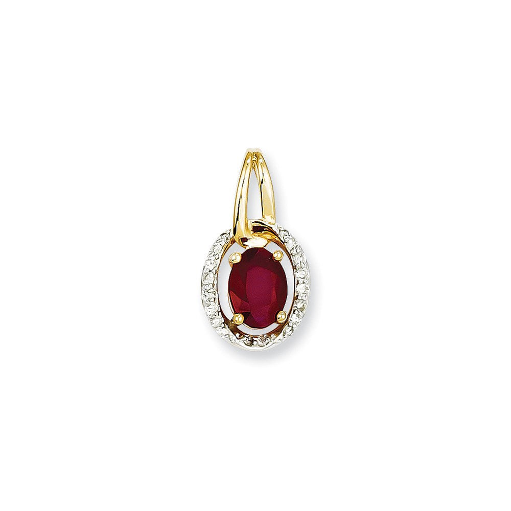 14k yellow gold real diamond ruby pendant xp4051r aa