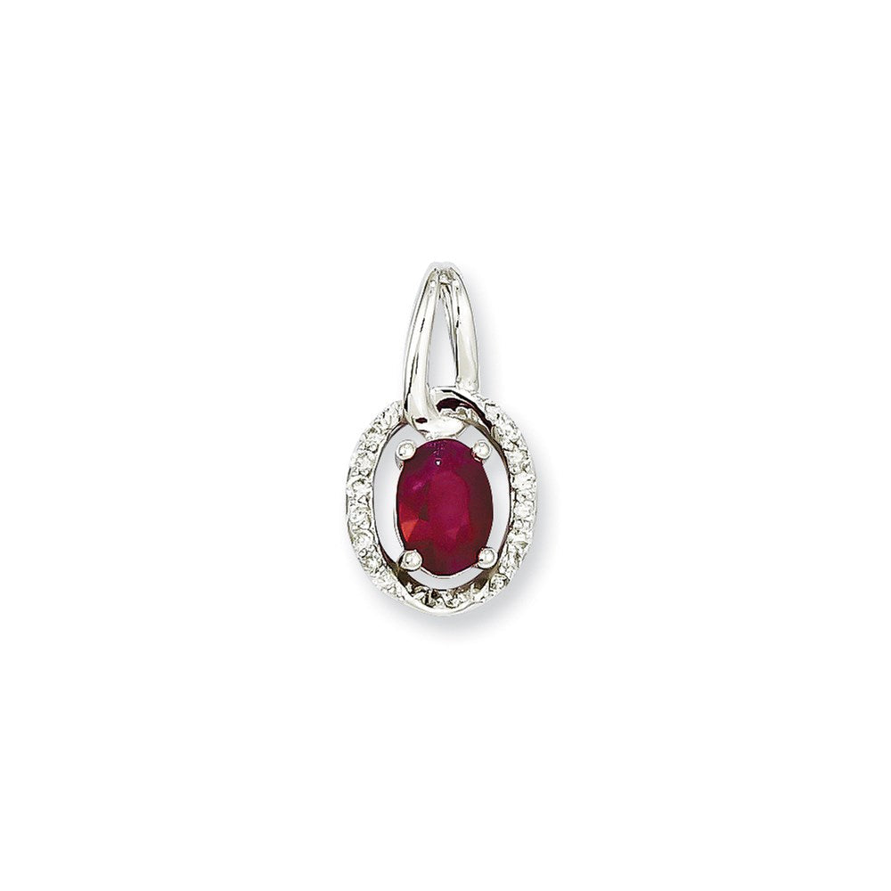 14k white gold real diamond ruby pendant xp4052r aa
