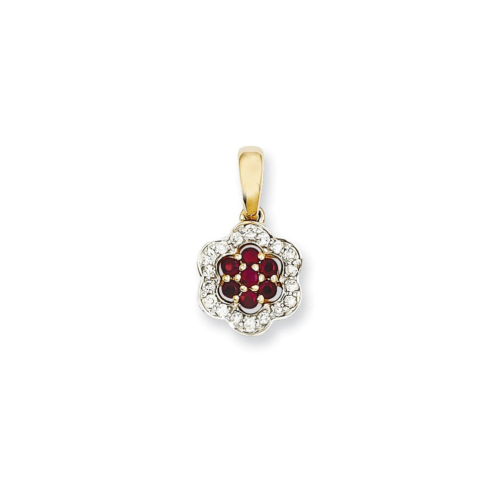 14k yellow gold real diamond ruby pendant xp4053r aa