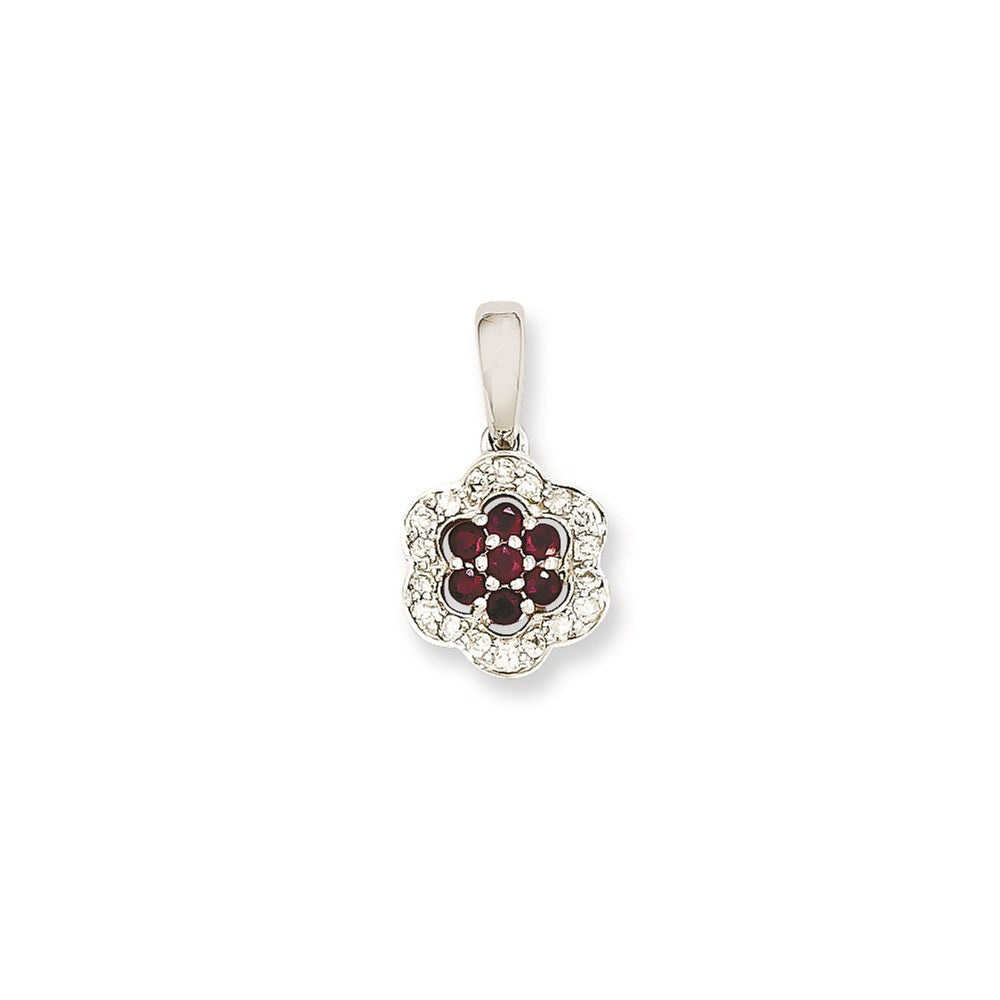 14k white gold real diamond ruby pendant xp4054r aa