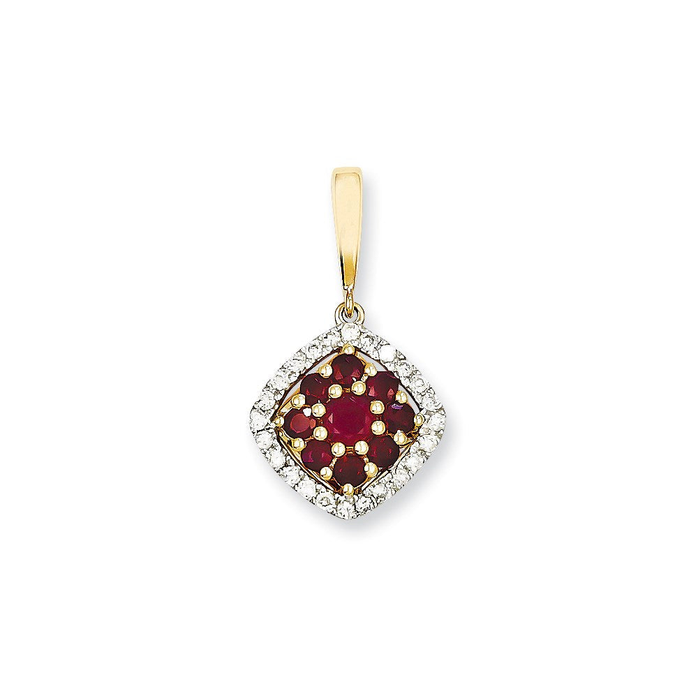 14k yellow gold real diamond ruby pendant xp4055r aa