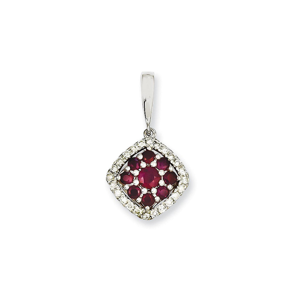 14k white gold real diamond ruby pendant xp4056r aa