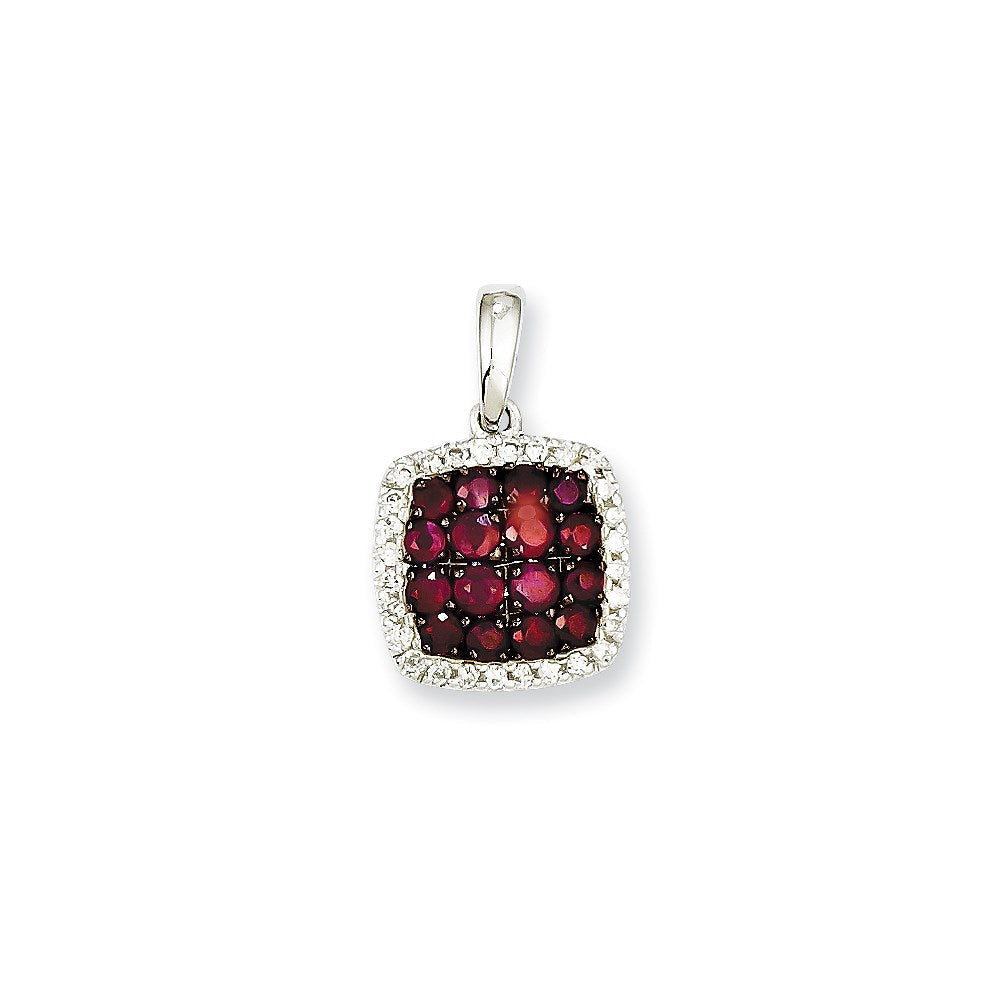 14k white gold real diamond ruby pendant xp4058r aa