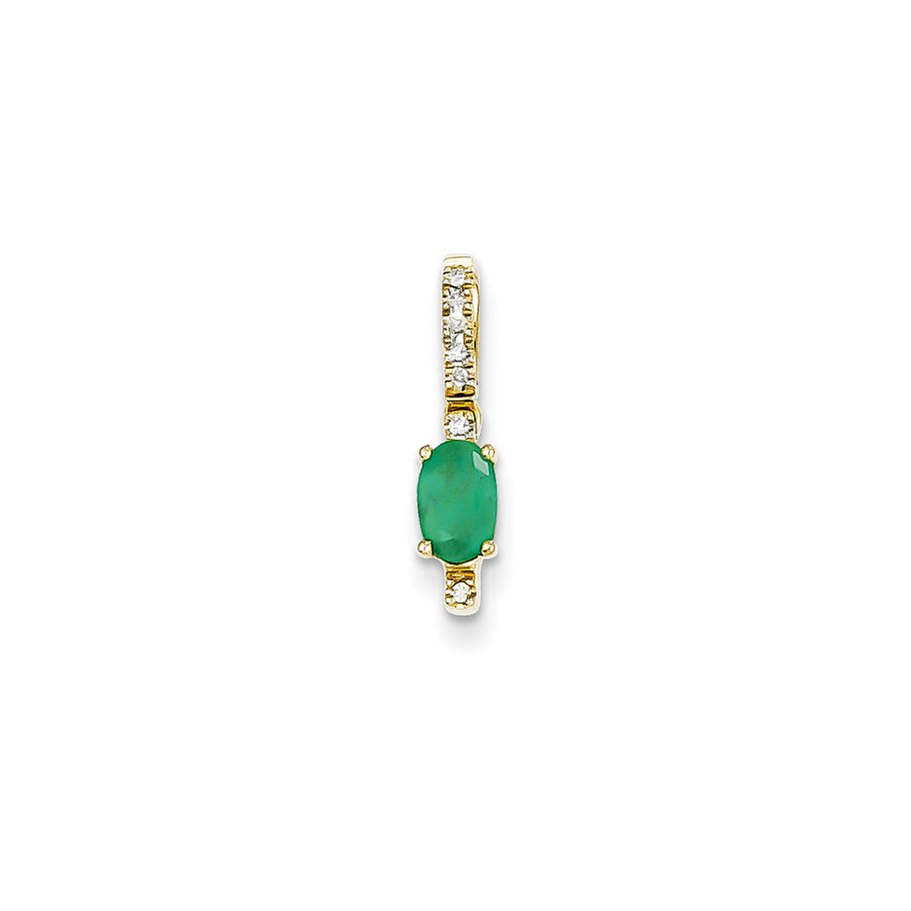 14k yellow gold real diamond and emerald pendant xp4066e aa