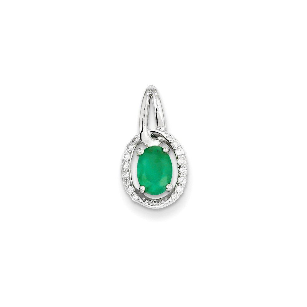 14k white gold real diamond emerald pendant xp4075e aa