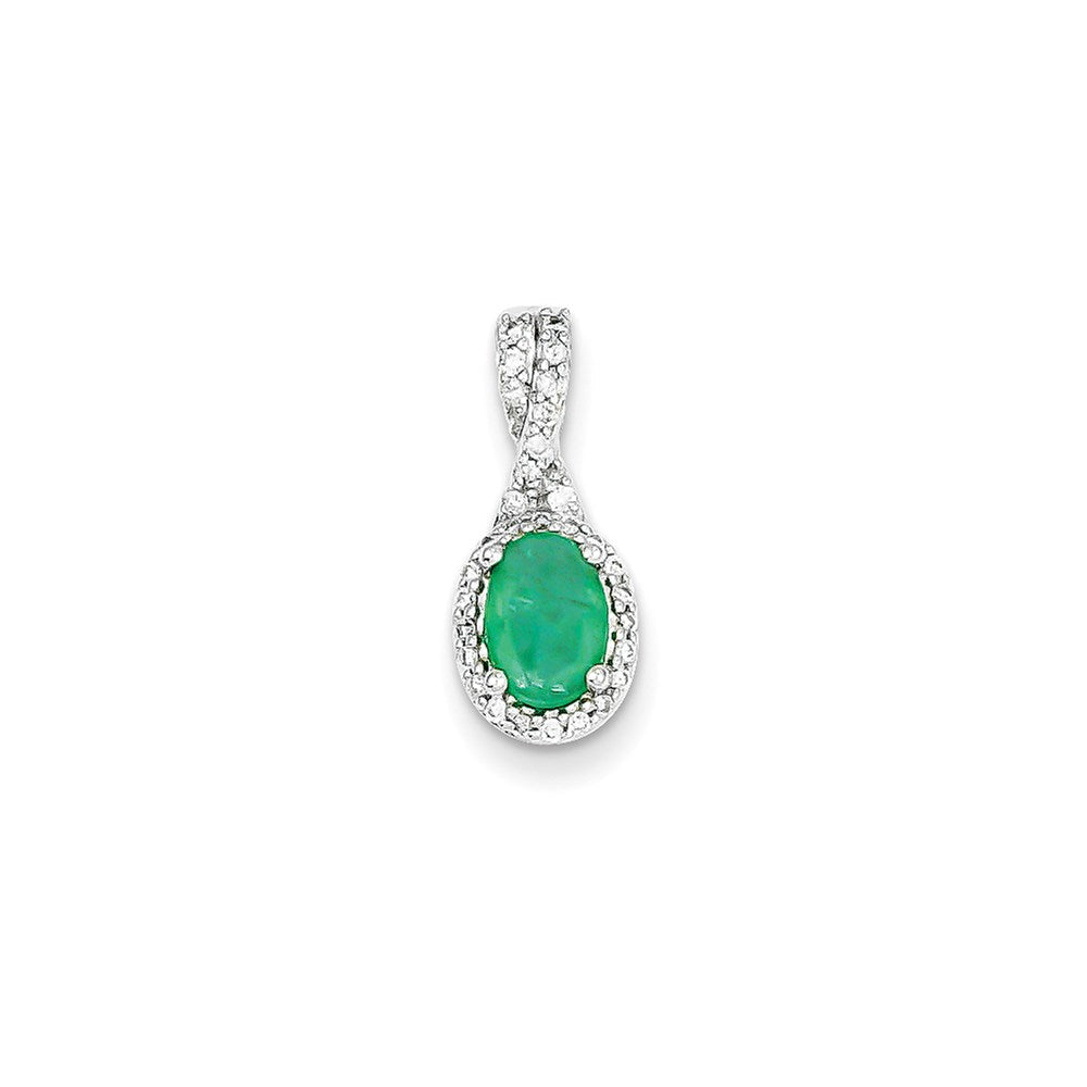 14k white gold real diamond emerald pendant xp4077e aa