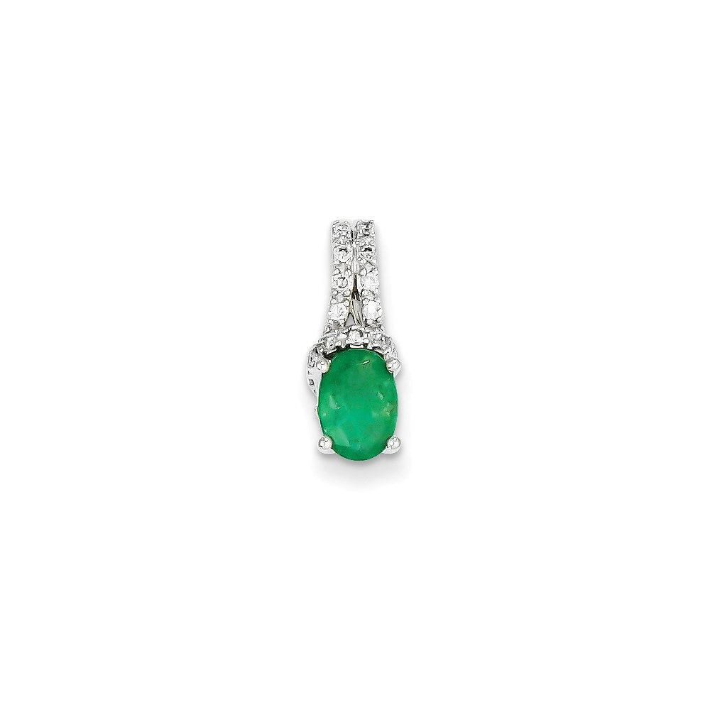 14k white gold real diamond emerald pendant xp4081e aa
