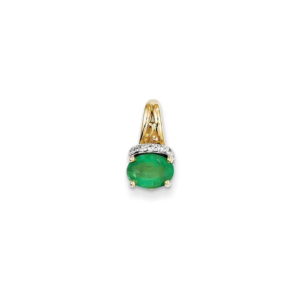 14k yellow gold real diamond emerald pendant xp4082e aa