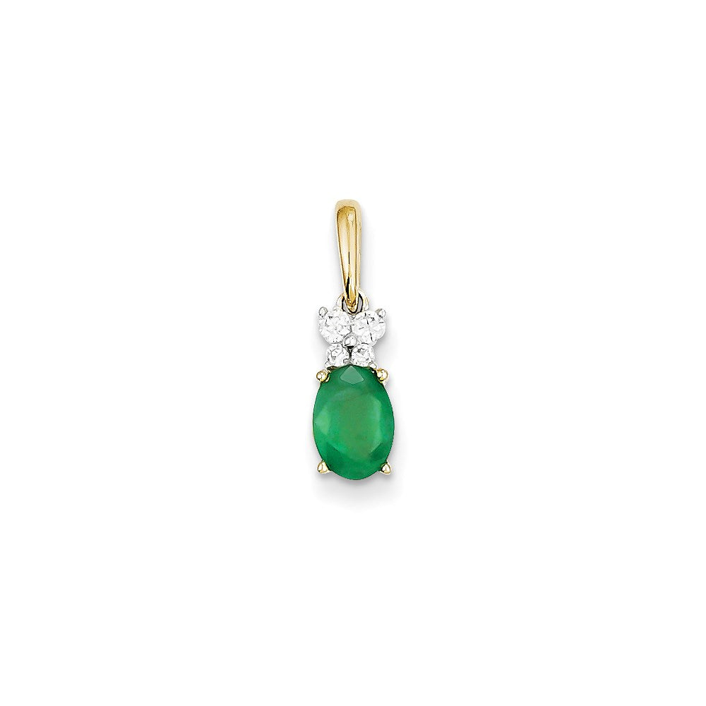 14k two tone gold real diamond emerald pendant xp4090e aa