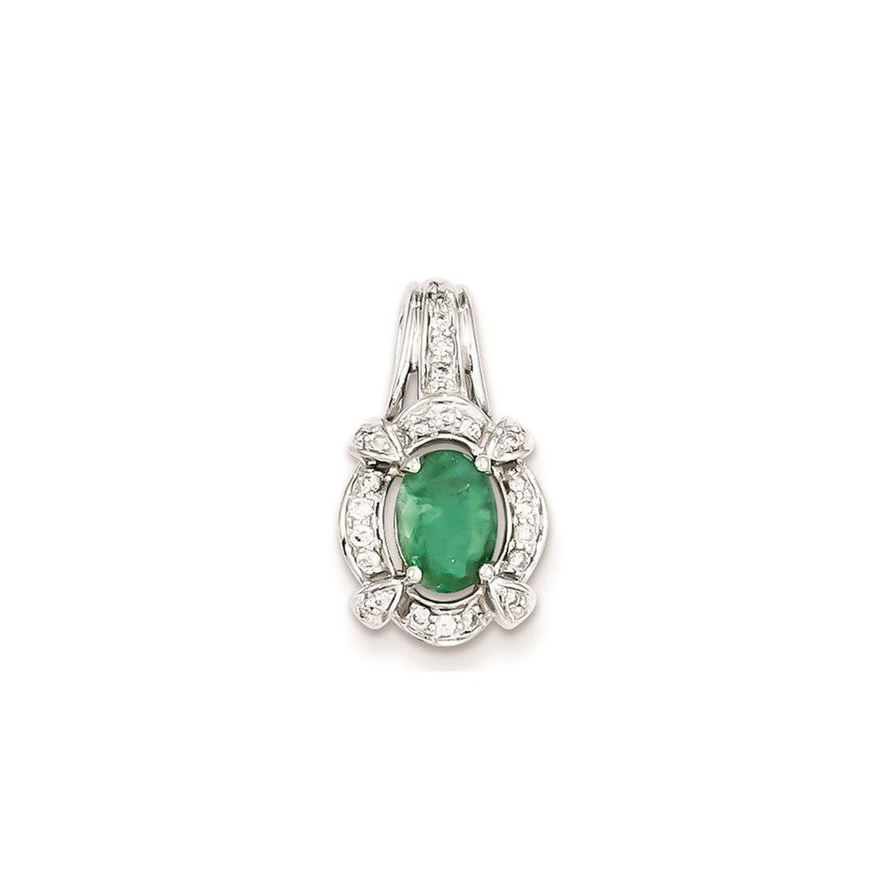 14k white gold real diamond emerald pendant xp4098e aa