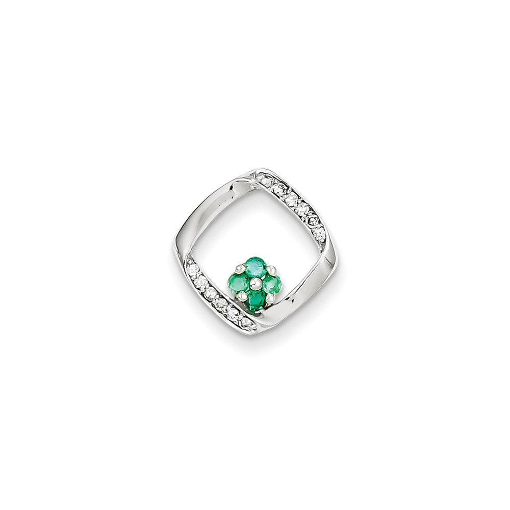 14k white gold real diamond emerald pendant xp4104e aa