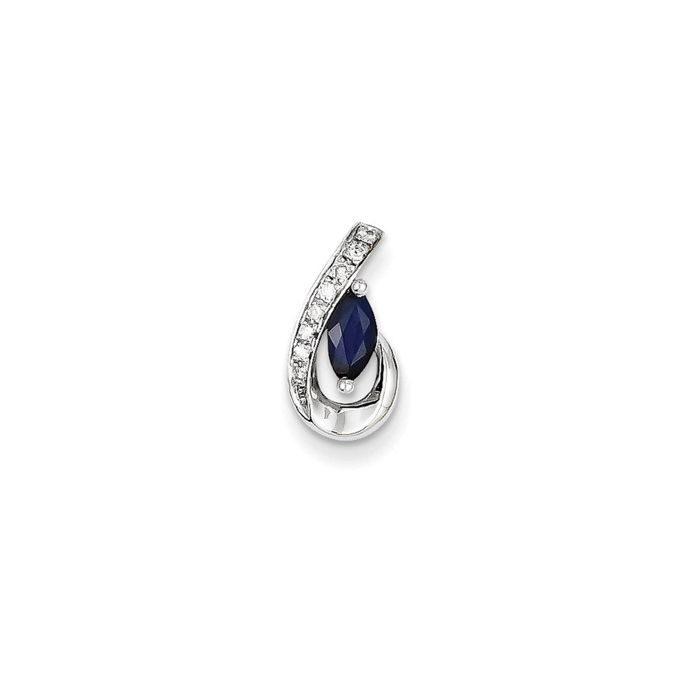 14k white gold real diamond sapphire pendant slide xp4117s aa