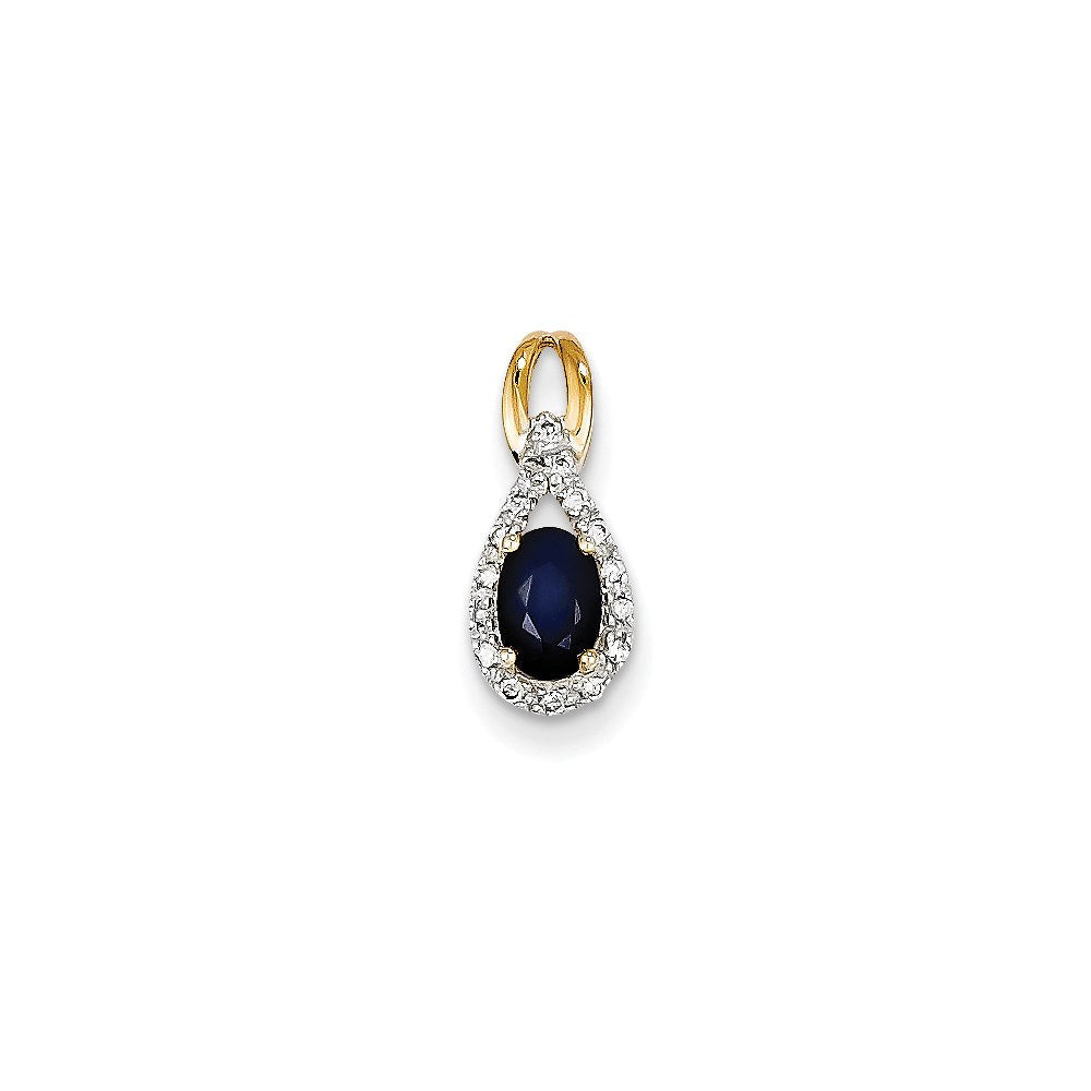 14k yellow gold real diamond sapphire pendant xp4118s aa