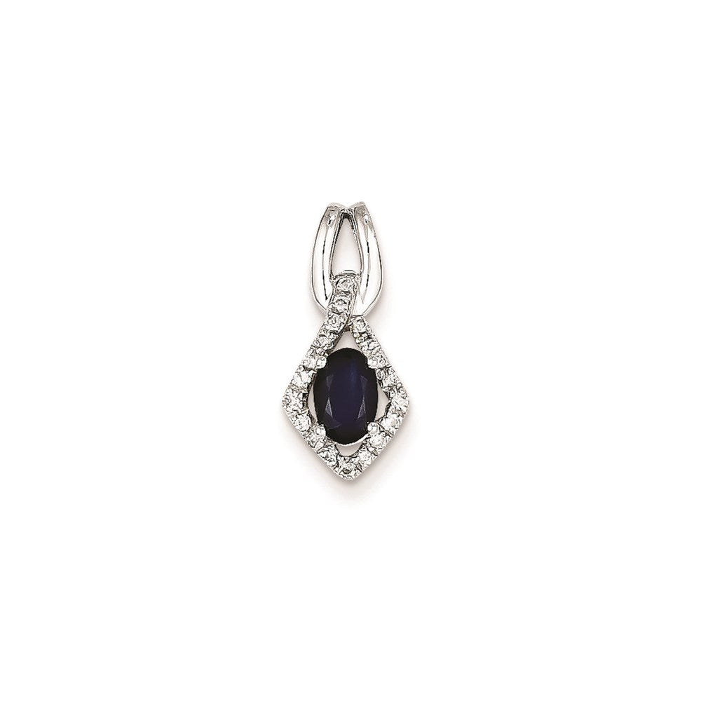 14k white gold real diamond sapphire pendant xp4121s aa