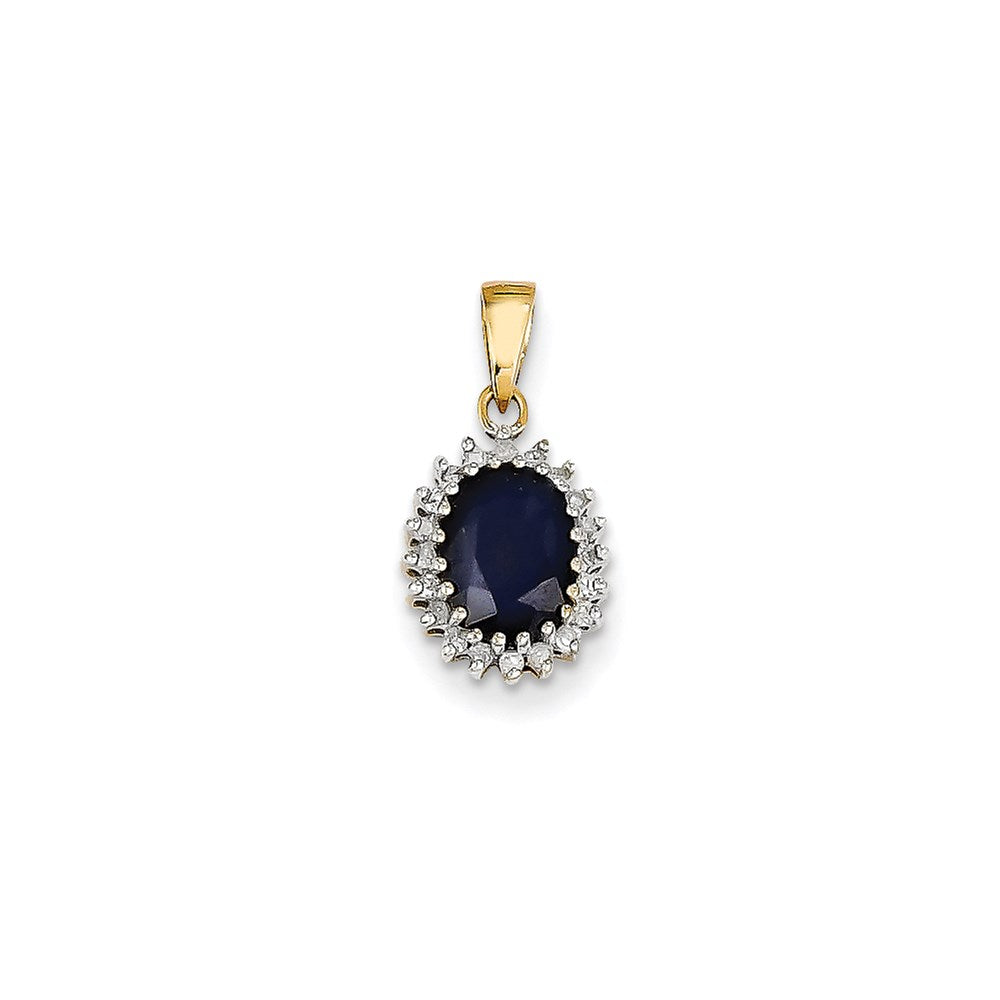 14k yellow gold real diamond and dark sapphire pendant xp4122s aa