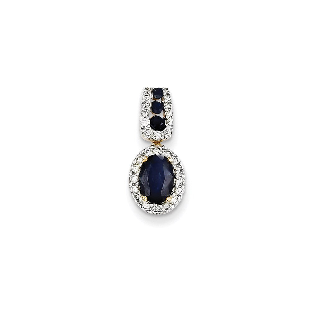 14k yellow gold real diamond sapphire pendant xp4127s aa