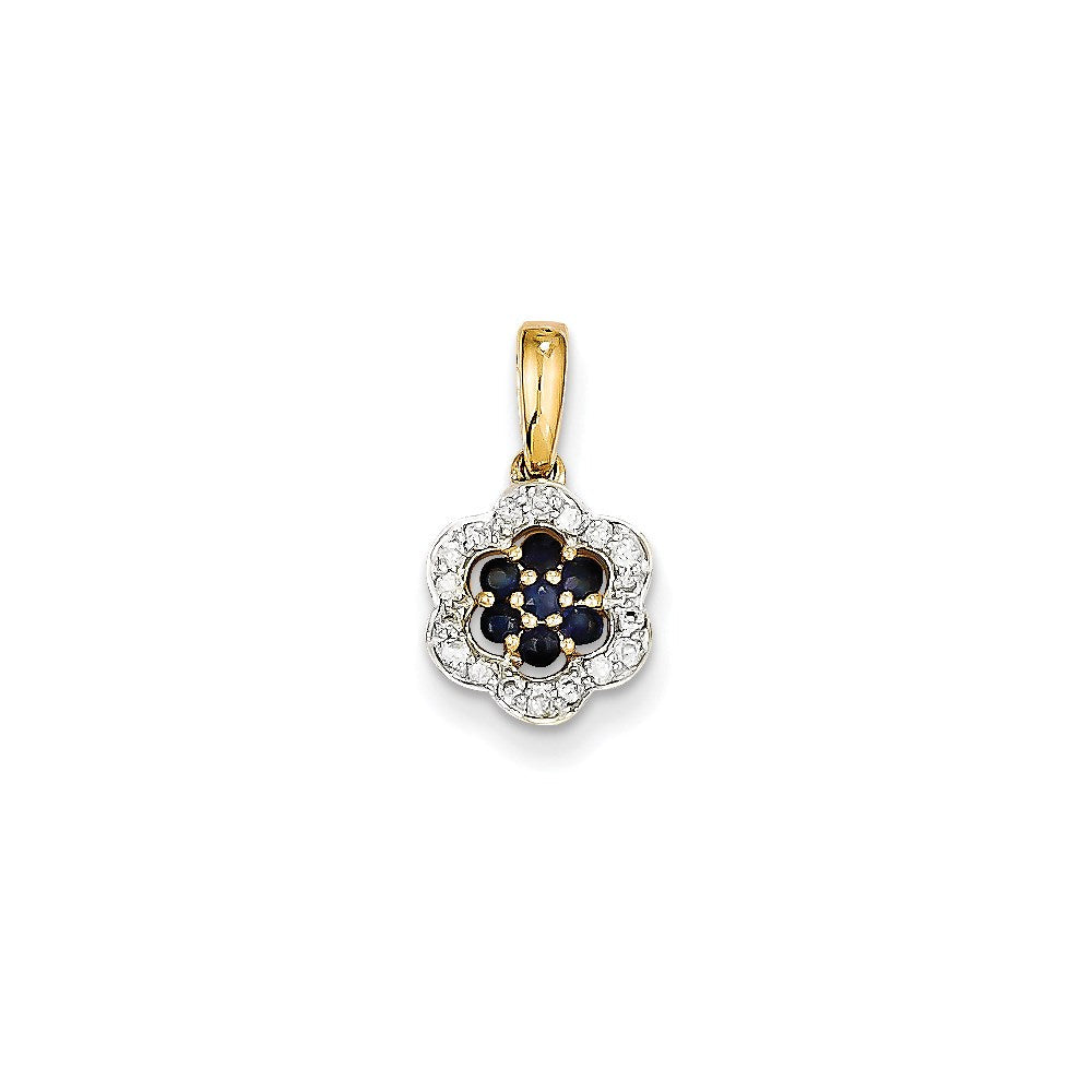 14k yellow gold real diamond sapphire pendant xp4139s aa