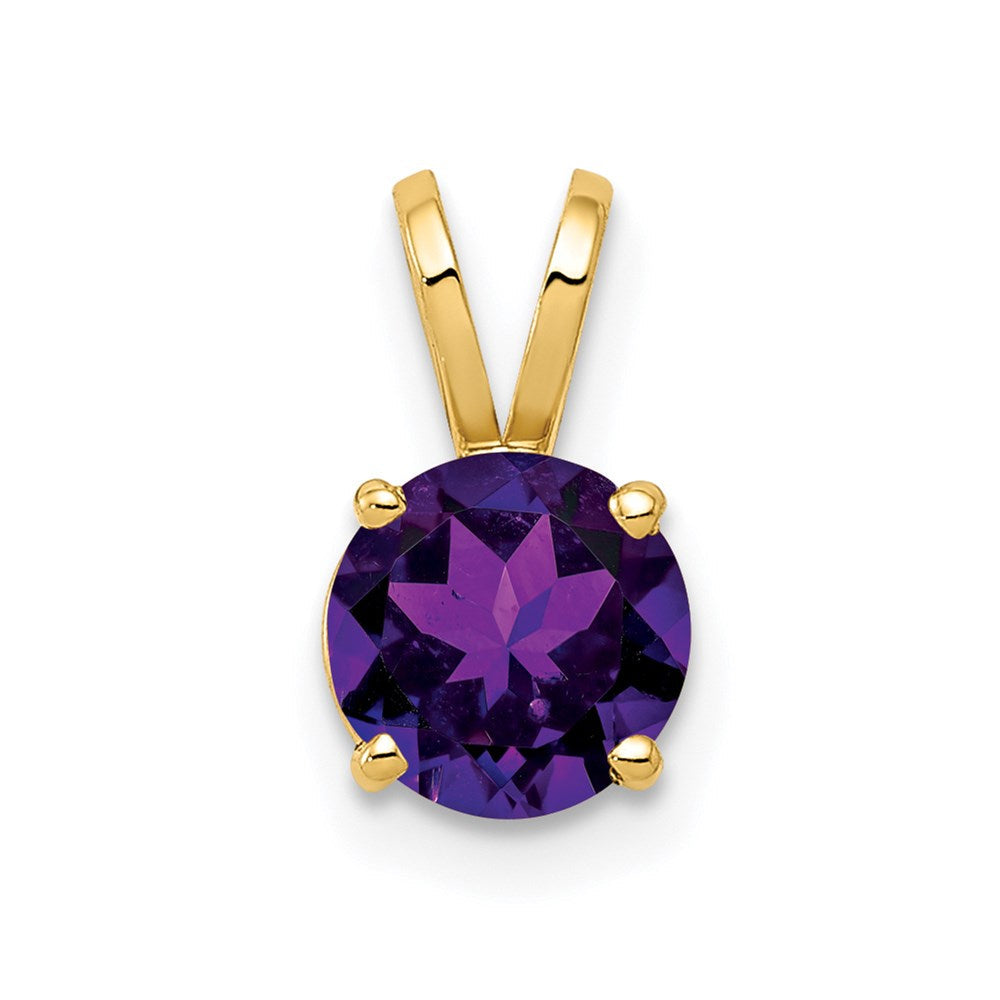 14k yellow gold 6mm amethyst checker pendant xp416ac