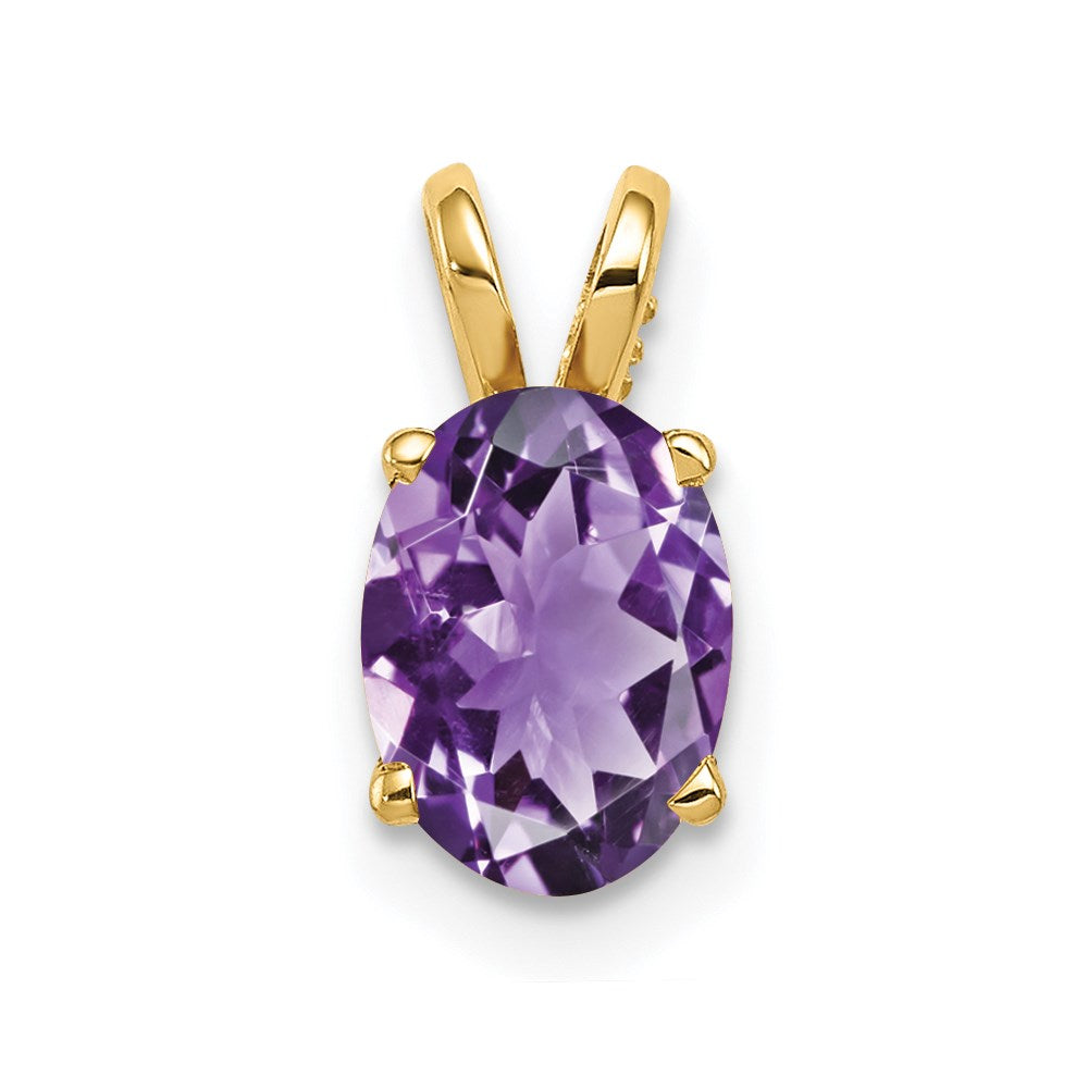 14k yellow gold 8x6mm oval amethyst pendant xp423am