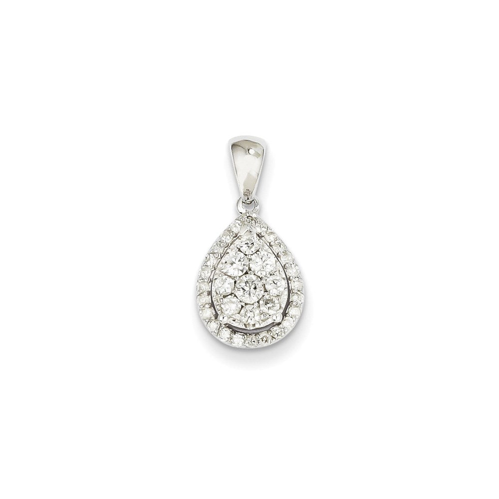 14k white gold real diamond teardrop pendant xp4256aa