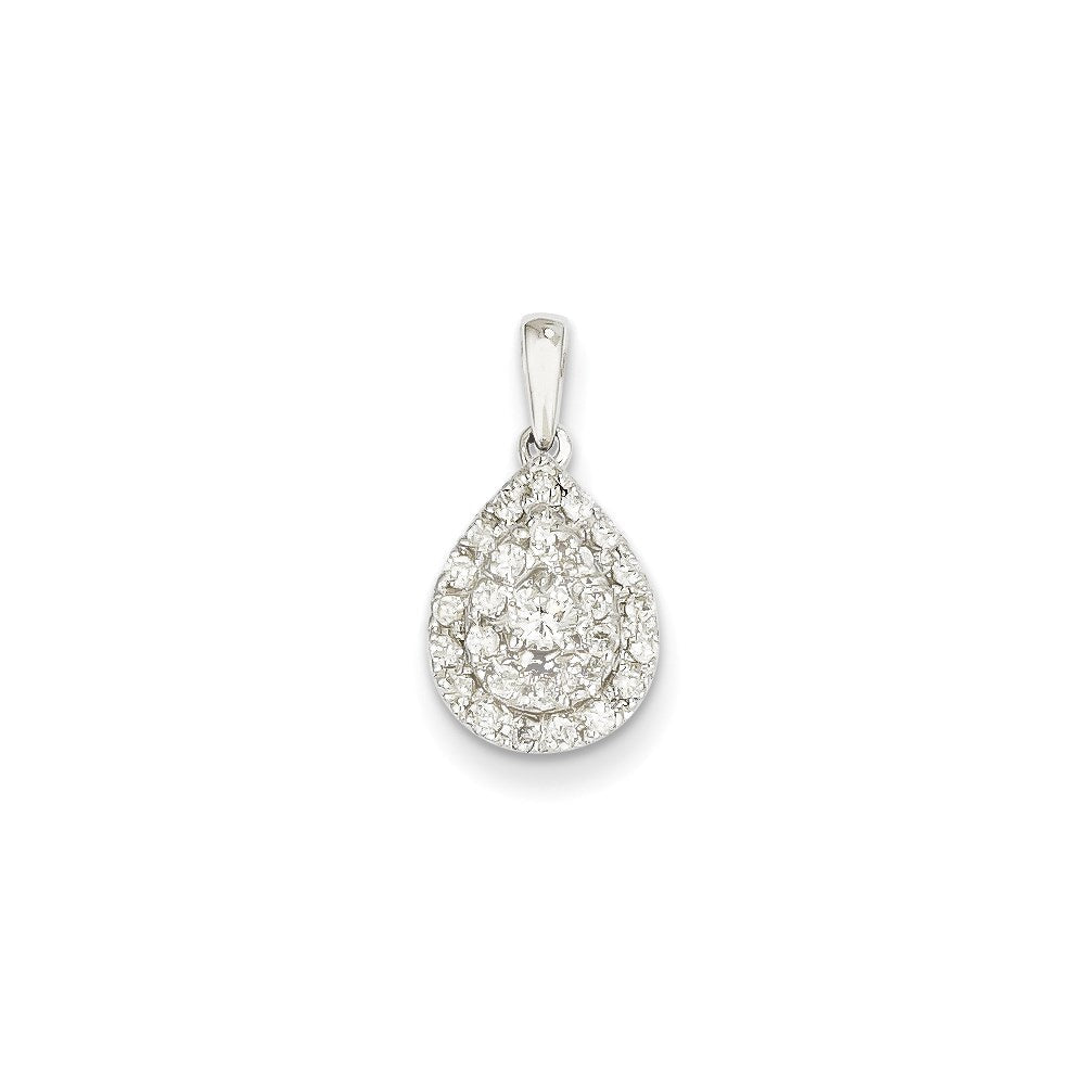 14k white gold real diamond teardrop pendant xp4257aa