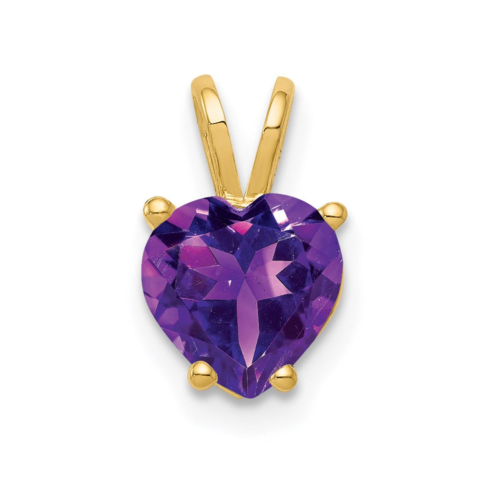 14k yellow gold 7mm heart amethyst pendant xp430am