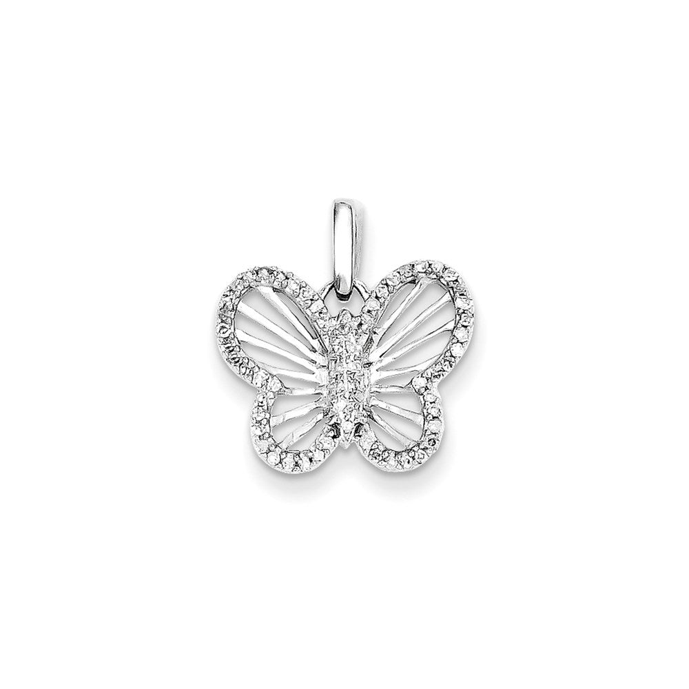 14k white gold 0 19ct real diamond butterfly pendant xp4336aa