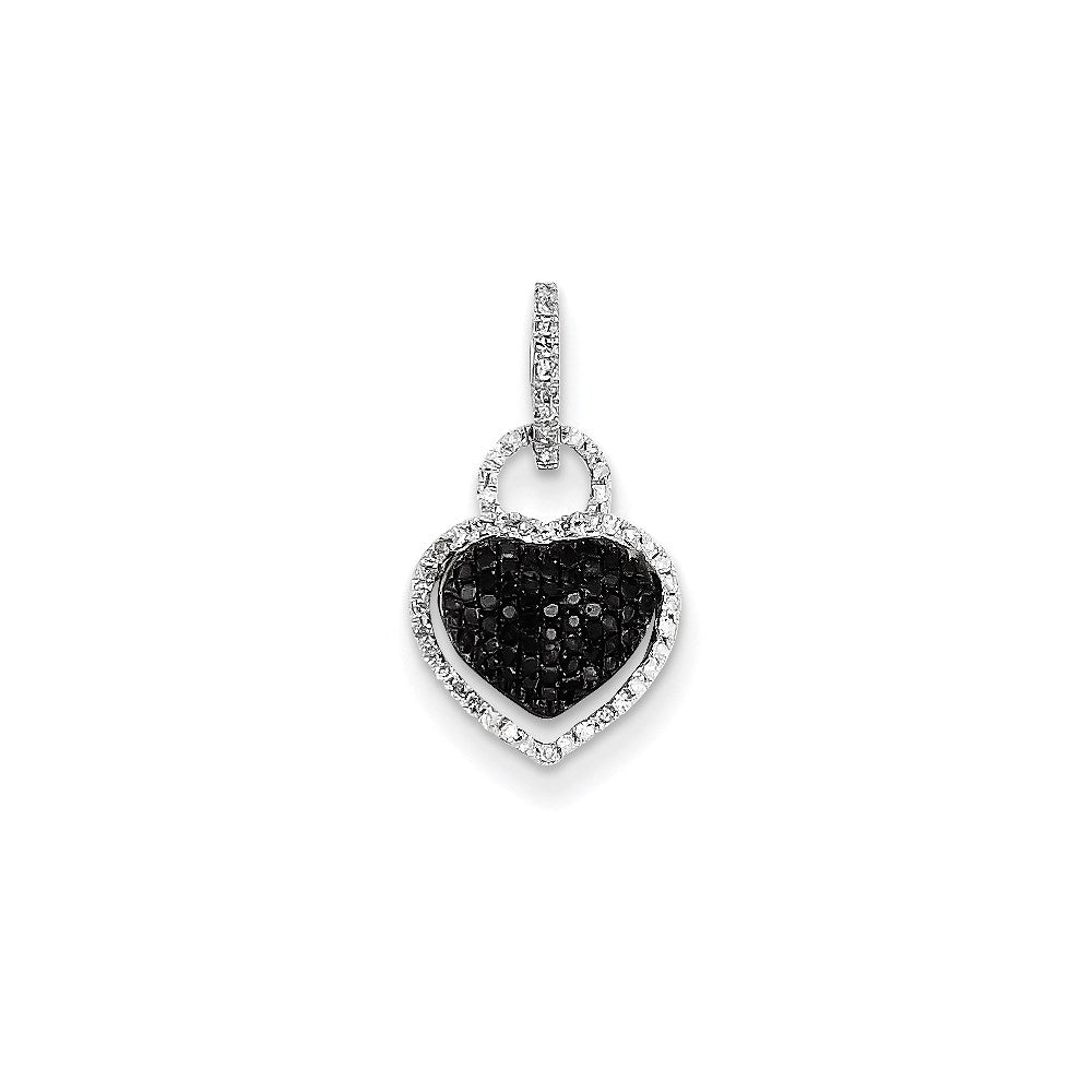 14k white gold white and black real diamond heart pendant xp4400aa