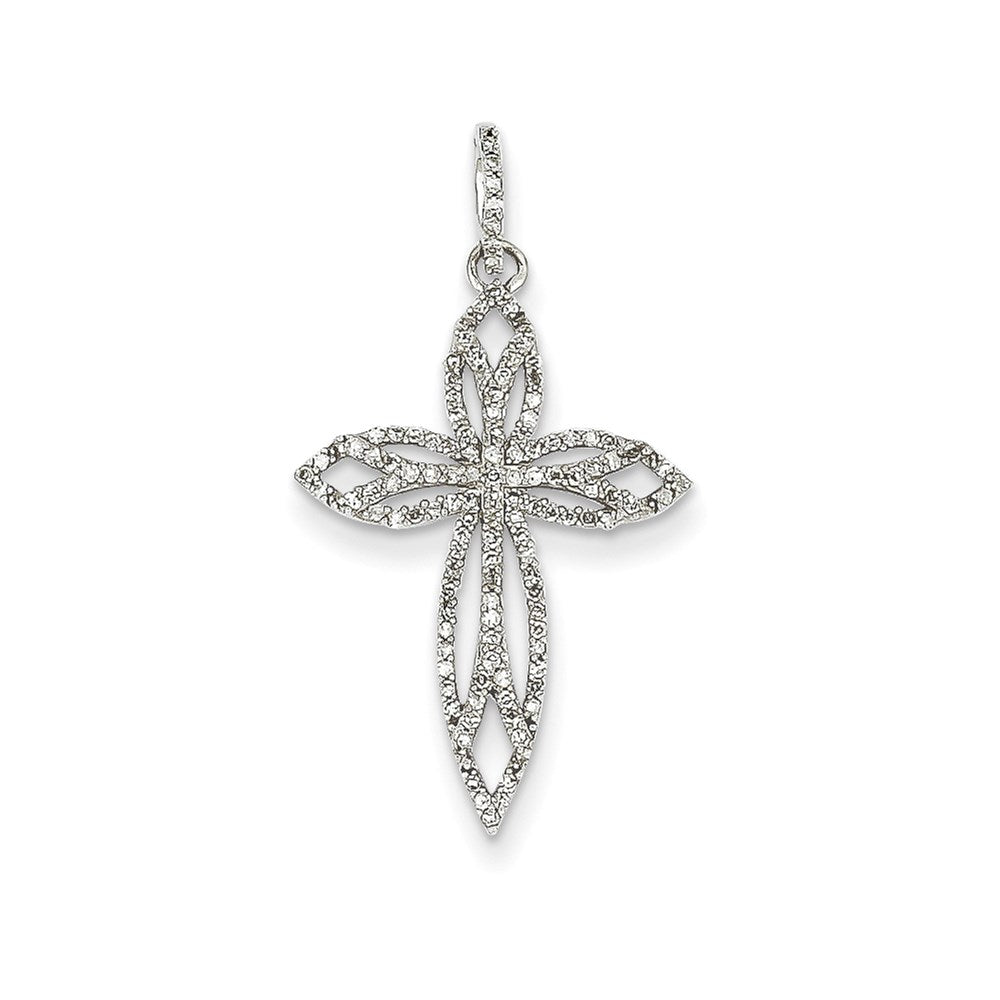 14k white gold real diamond cross pendant xp4452aa
