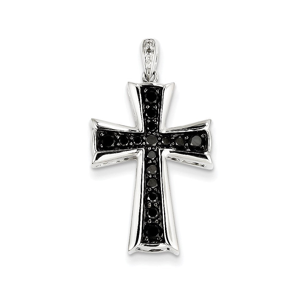 14k white gold black real diamond cross pendant xp4457aa