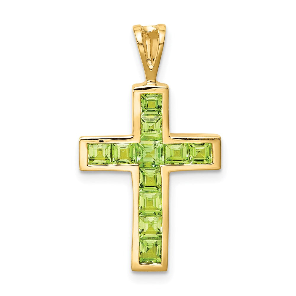 14k yellow gold peridot cross pendant xp4511pe