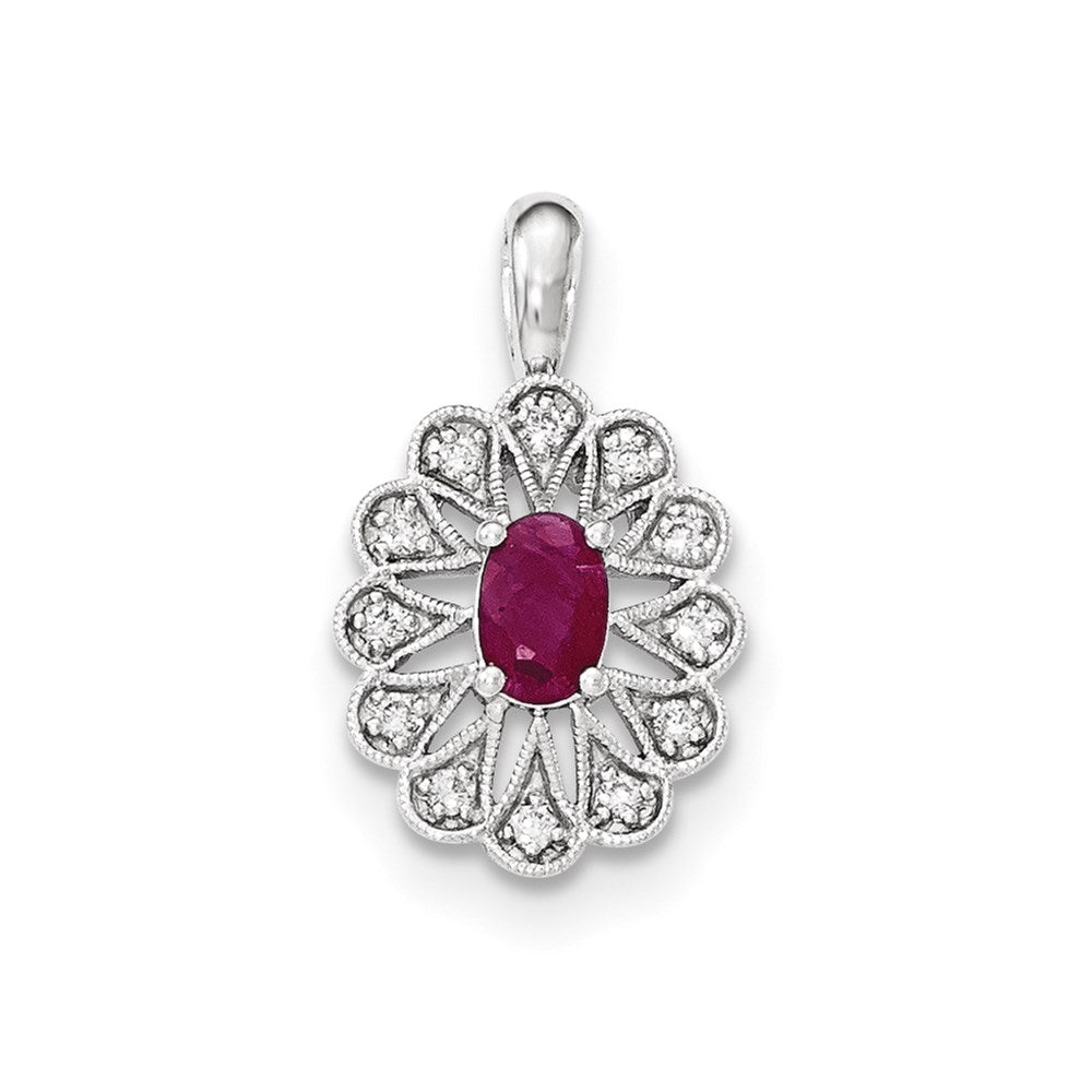 14k white gold real diamond and ruby pendant xp4524r aa