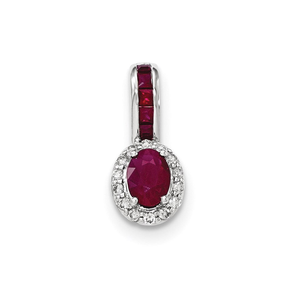 14k white goldreal diamond and ruby w halo pendant xp4525r aa