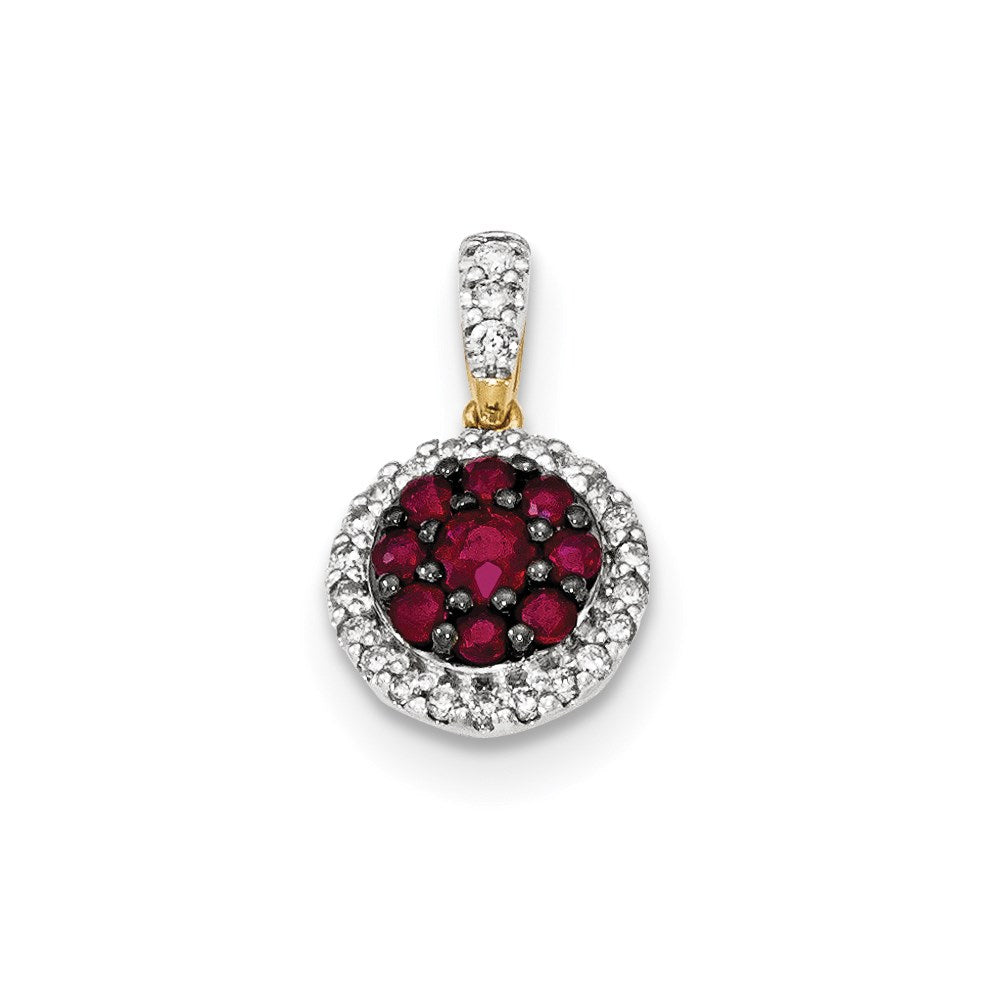 14k yellow gold real diamond and ruby pendant xp4526r aa