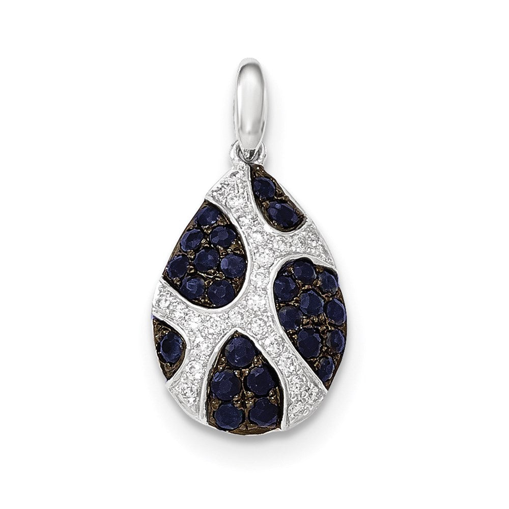 14k white goldreal diamond and sapphire teardrop pendant xp4533s aa