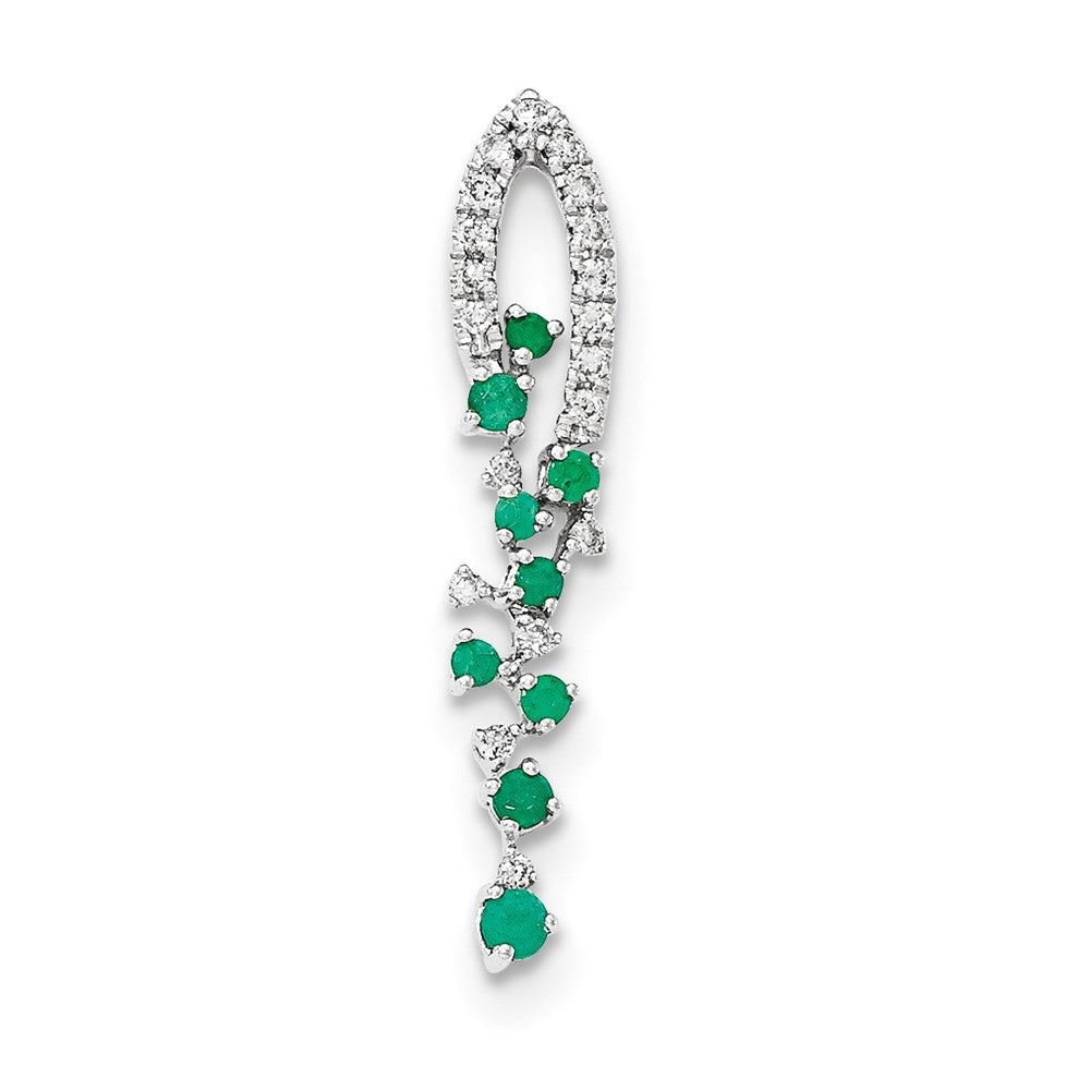 14k white gold real diamond emerald pendant xp4544e aa